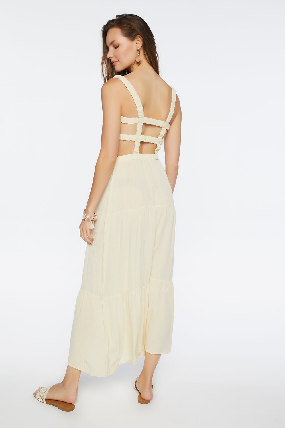 Smocked Strappy Midi Dress-Feelings Star
