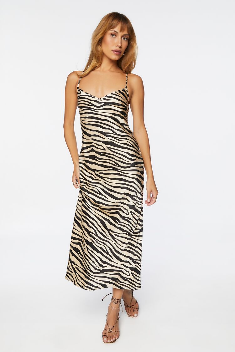 Tiger Striped Tie-Back Midi Dress-Feelings Star