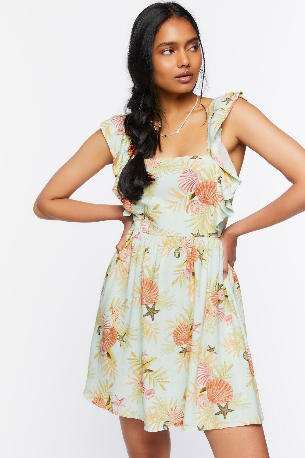 Starfish Print Tie-Back Mini Dress-Feelings Star