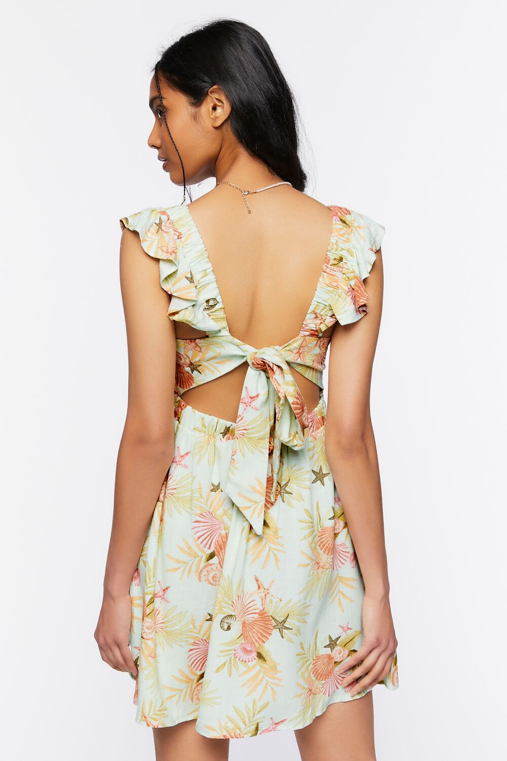 Starfish Print Tie-Back Mini Dress-Feelings Star