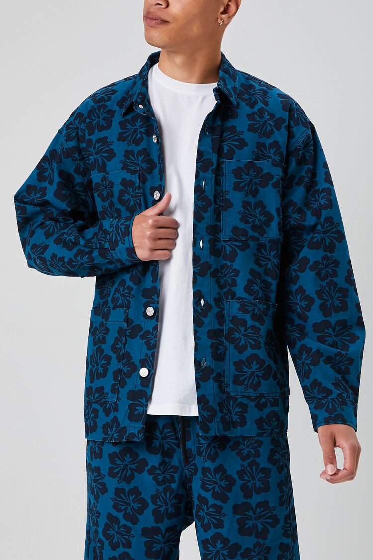 Tropical Floral Print Jacket-Feelings Star