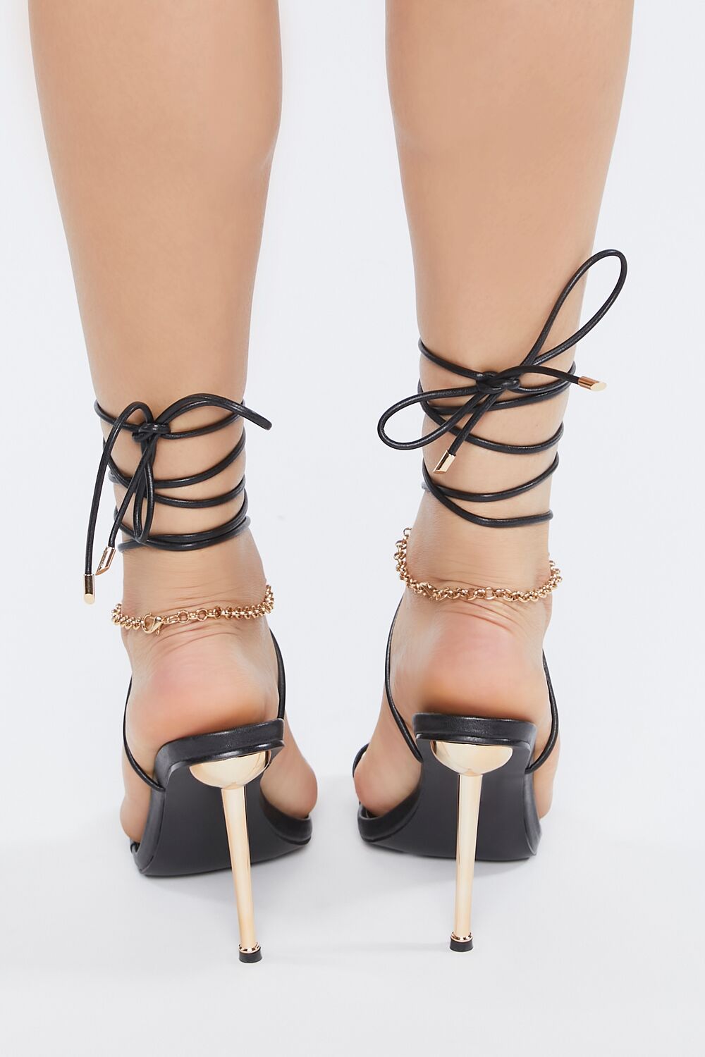 Strappy Chain Lace-Up Stiletto Heels-Feelings Star