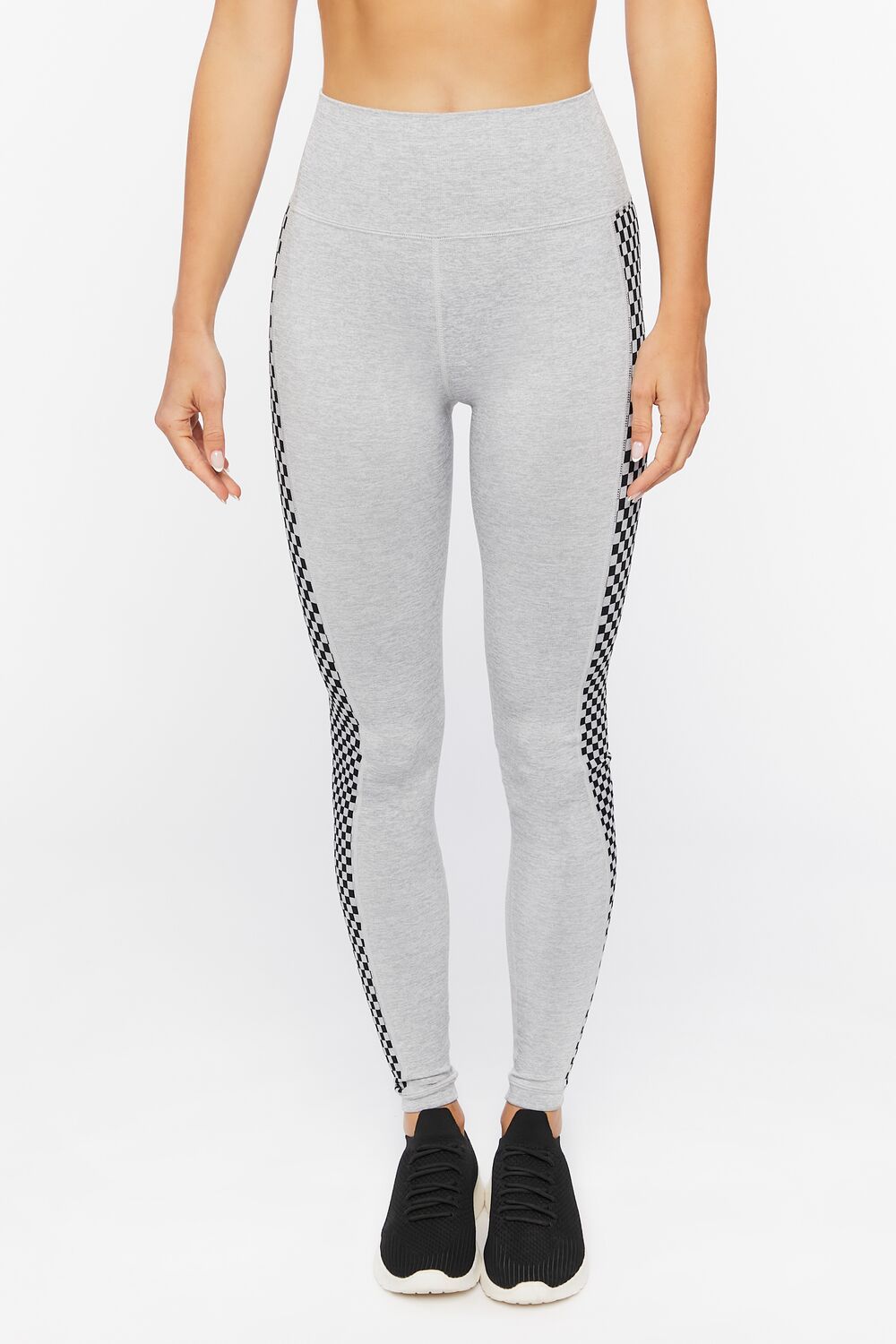 Active Checkered-Trim Leggings-Feelings Star