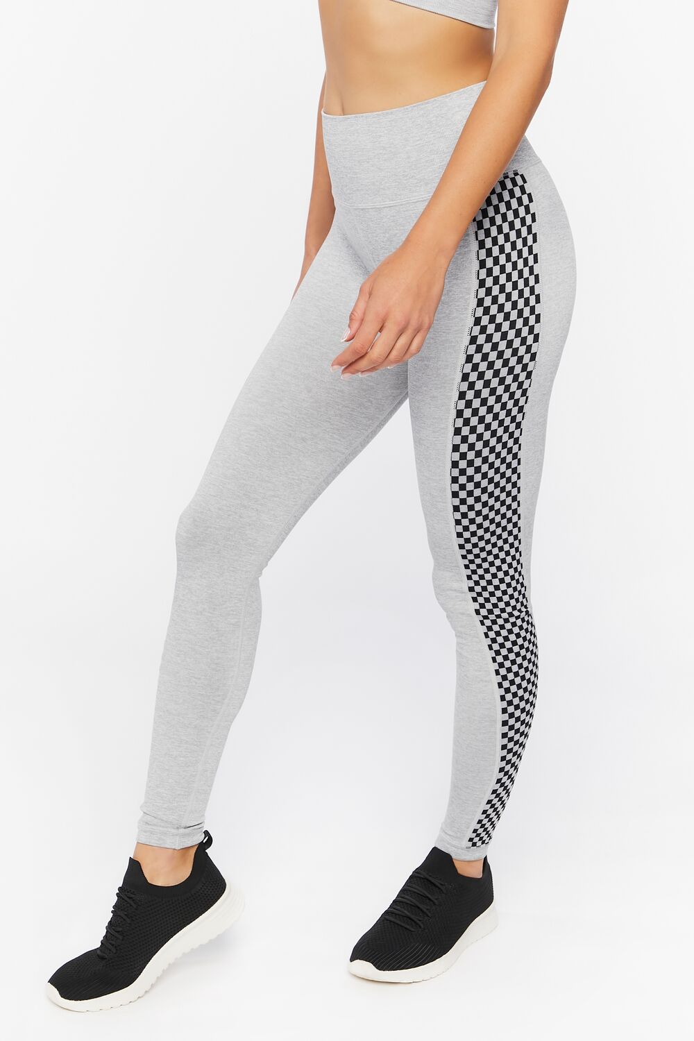 Active Checkered-Trim Leggings-Feelings Star