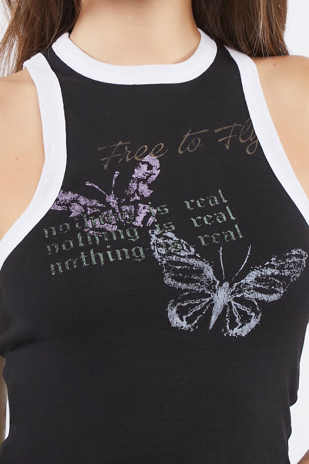 Butterfly Graphic Cropped Tank Top-Feelings Star