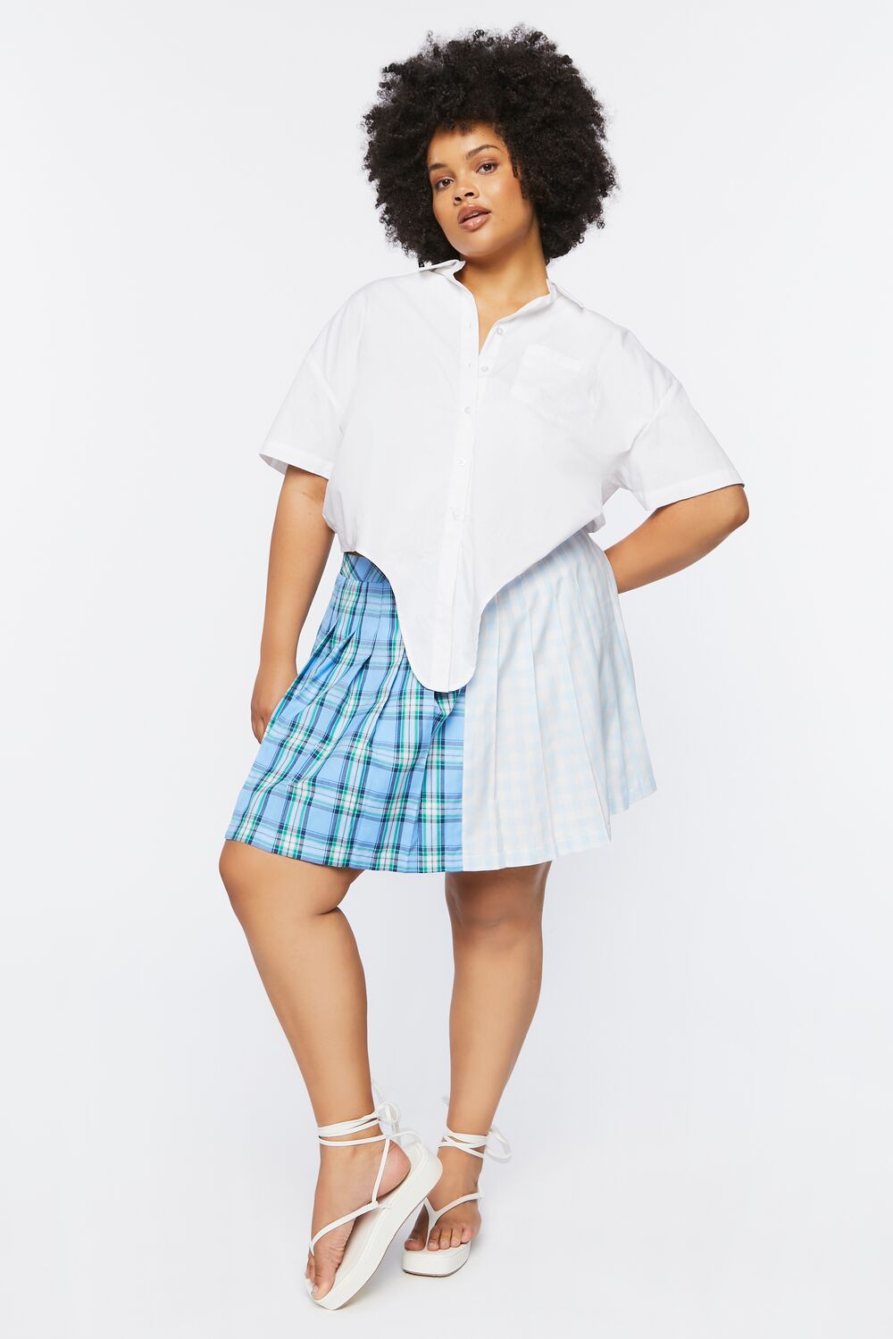 Plus Size Reworked Plaid Mini Skirt-Feelings Star