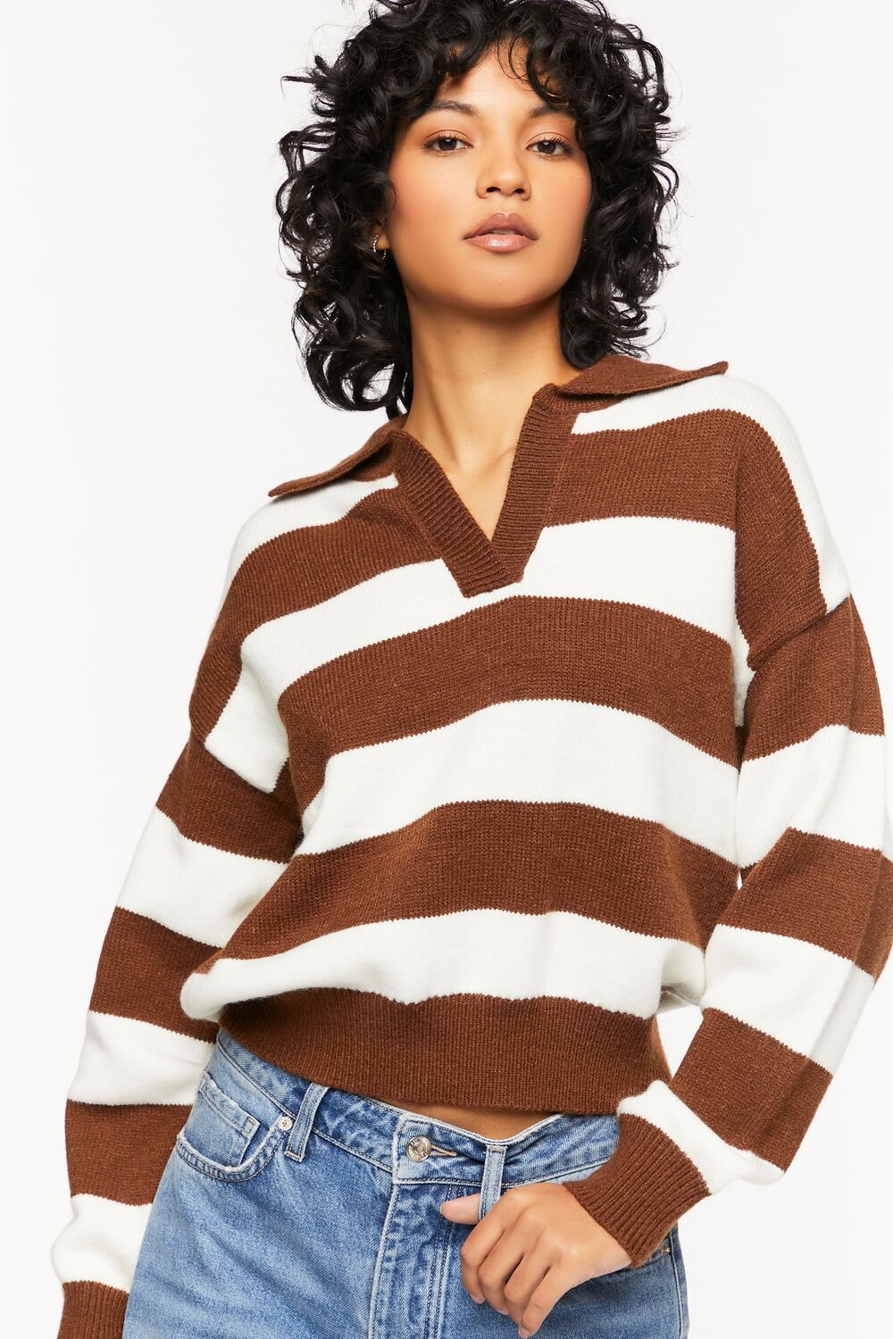 Striped Collared Sweater-Feelings Star