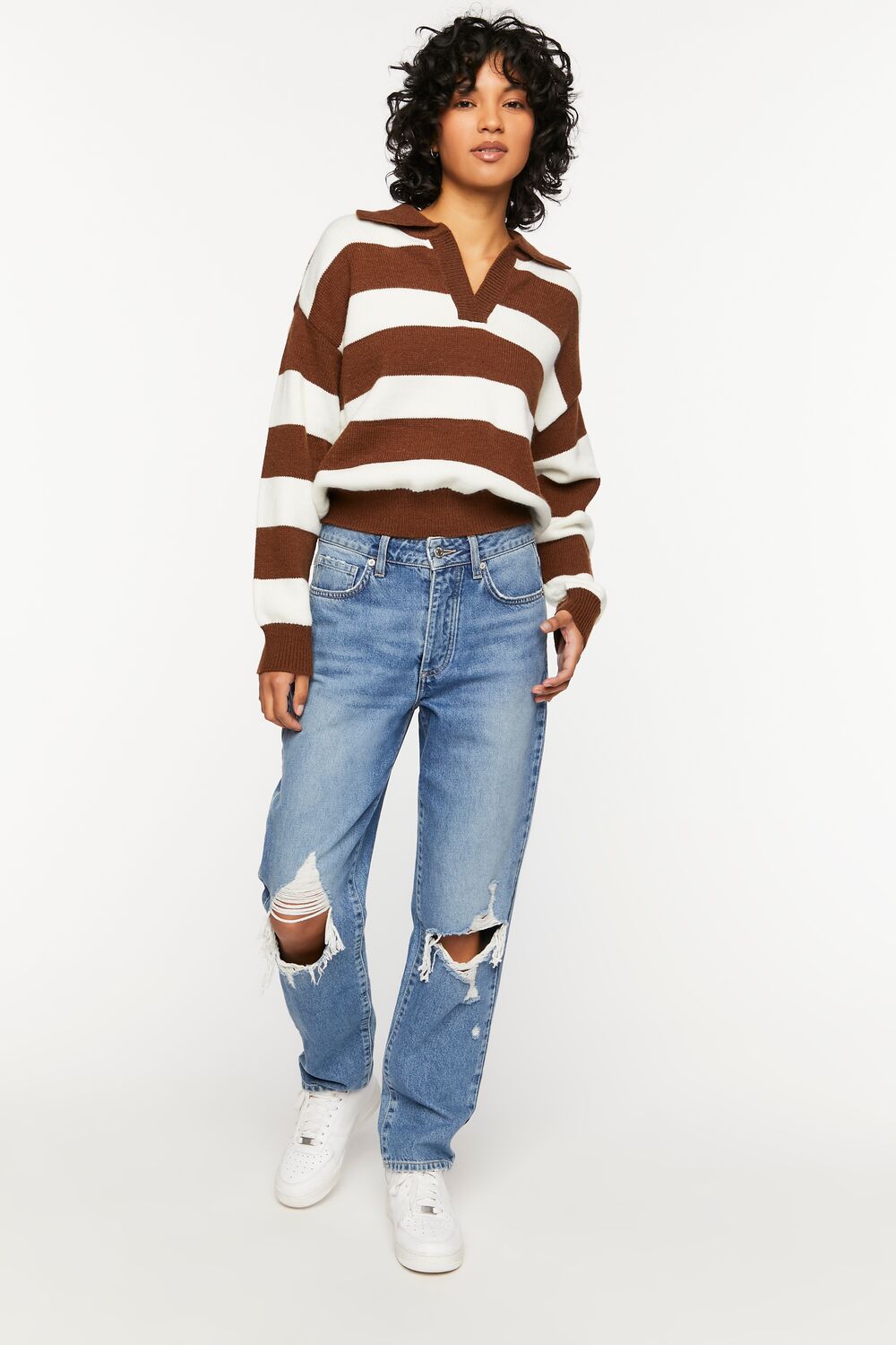 Striped Collared Sweater-Feelings Star
