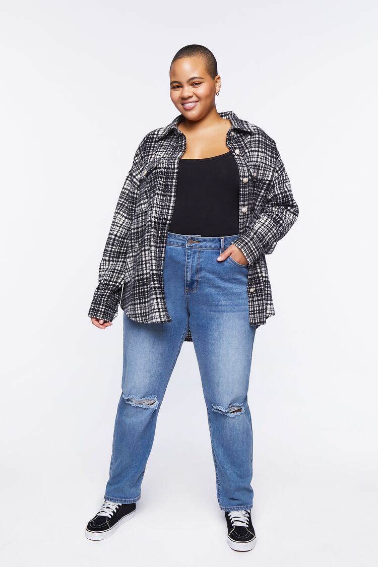 Plus Size Drop-Sleeve Shacket-Feelings Star