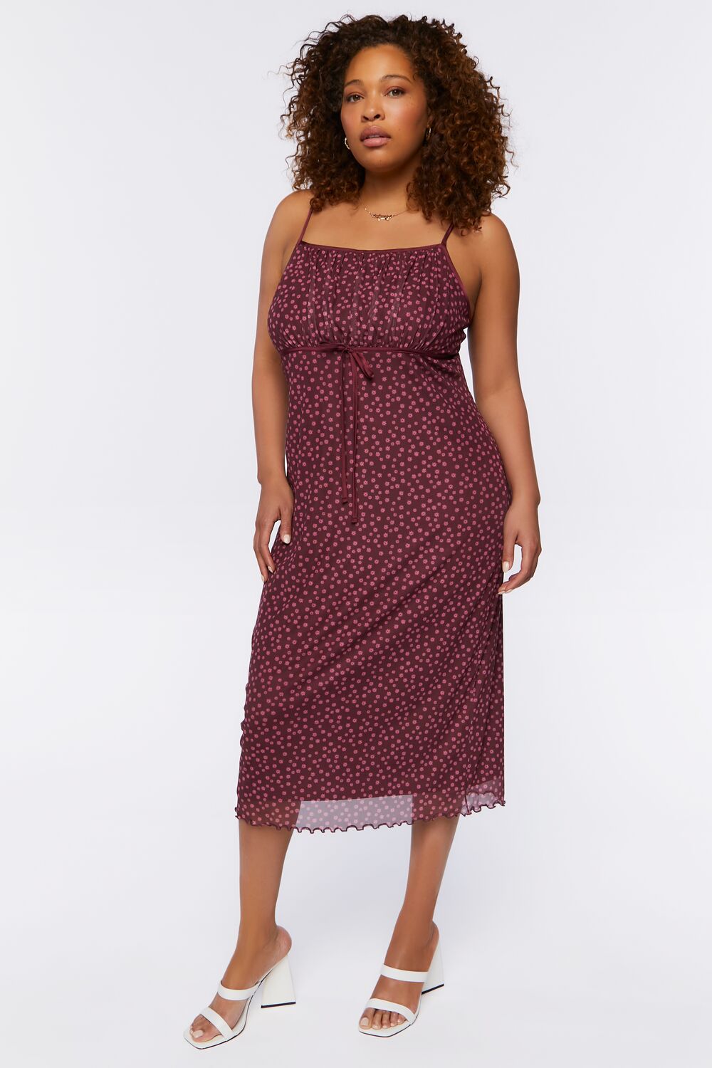 Plus Size Ditsy Floral Midi Dress-Feelings Star