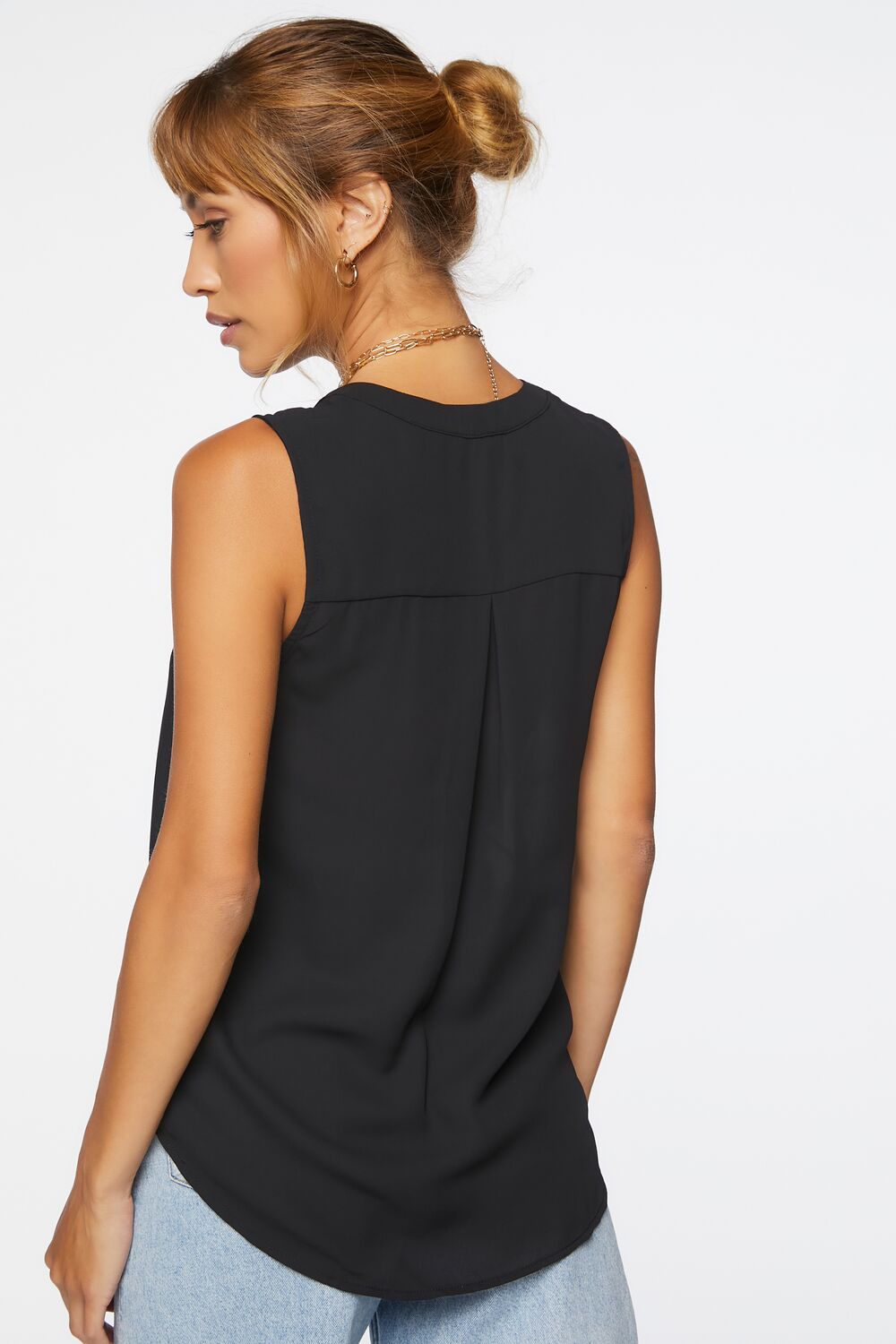 Split-Neck Sleeveless Top-Feelings Star