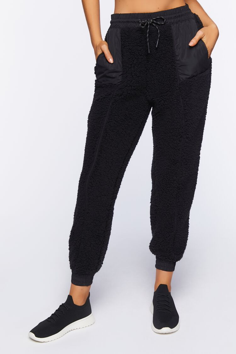 Active Faux Shearling Joggers-Feelings Star