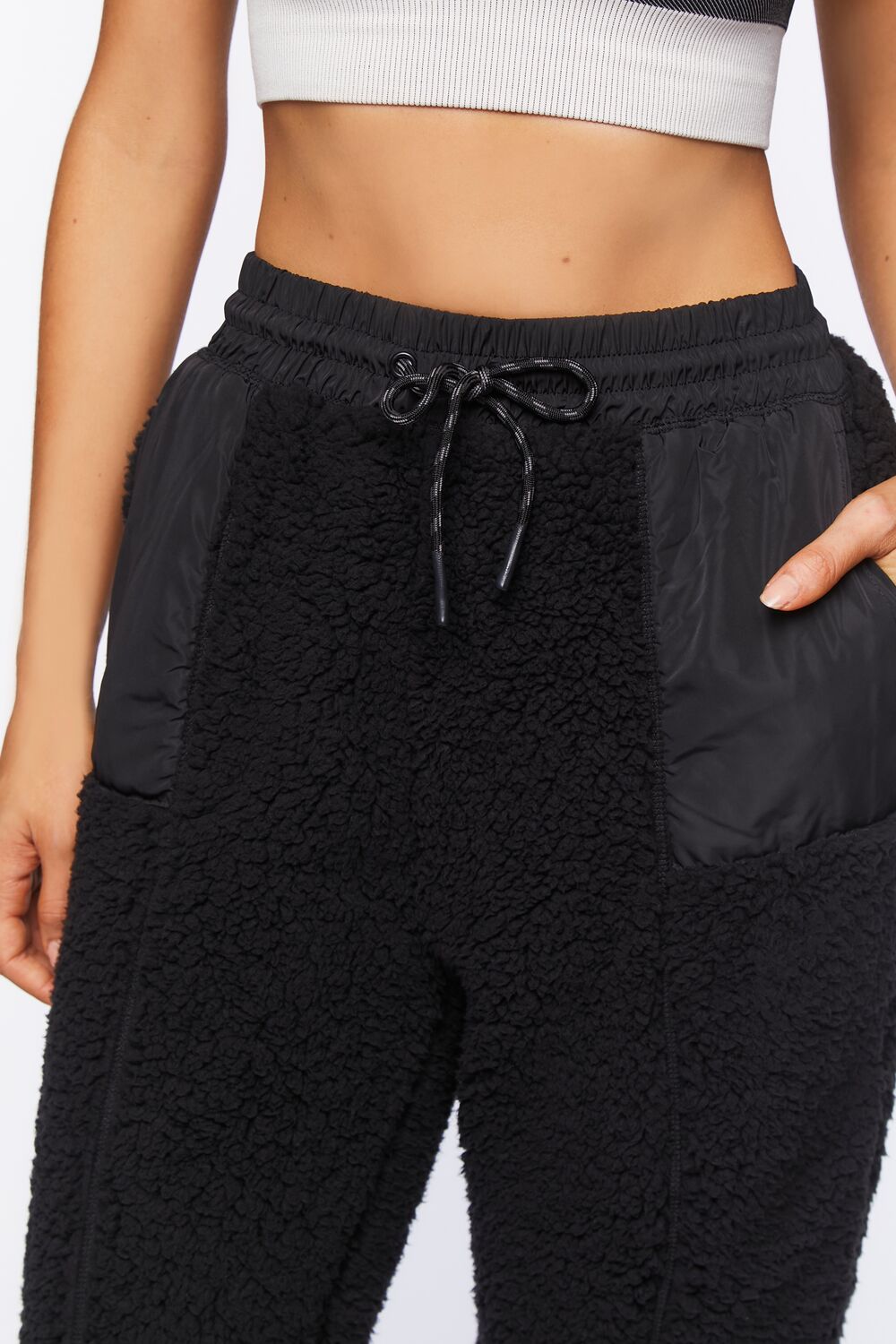 Active Faux Shearling Joggers-Feelings Star