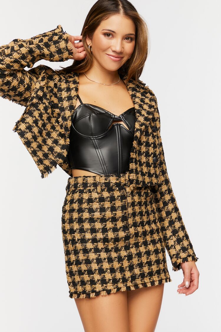 Tweed Houndstooth Mini Skirt-Feelings Star