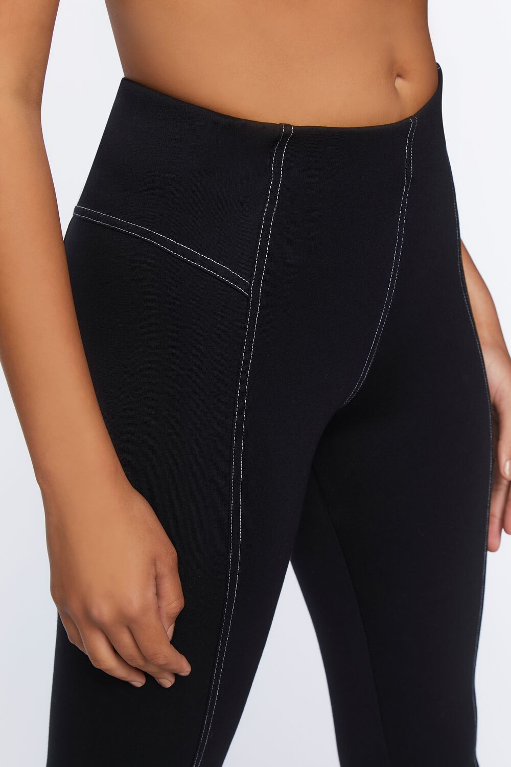 Topstitched Split-Hem Leggings-Feelings Star