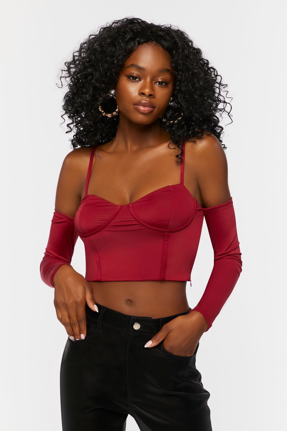 Bustier Open-Shoulder Crop Top-Feelings Star