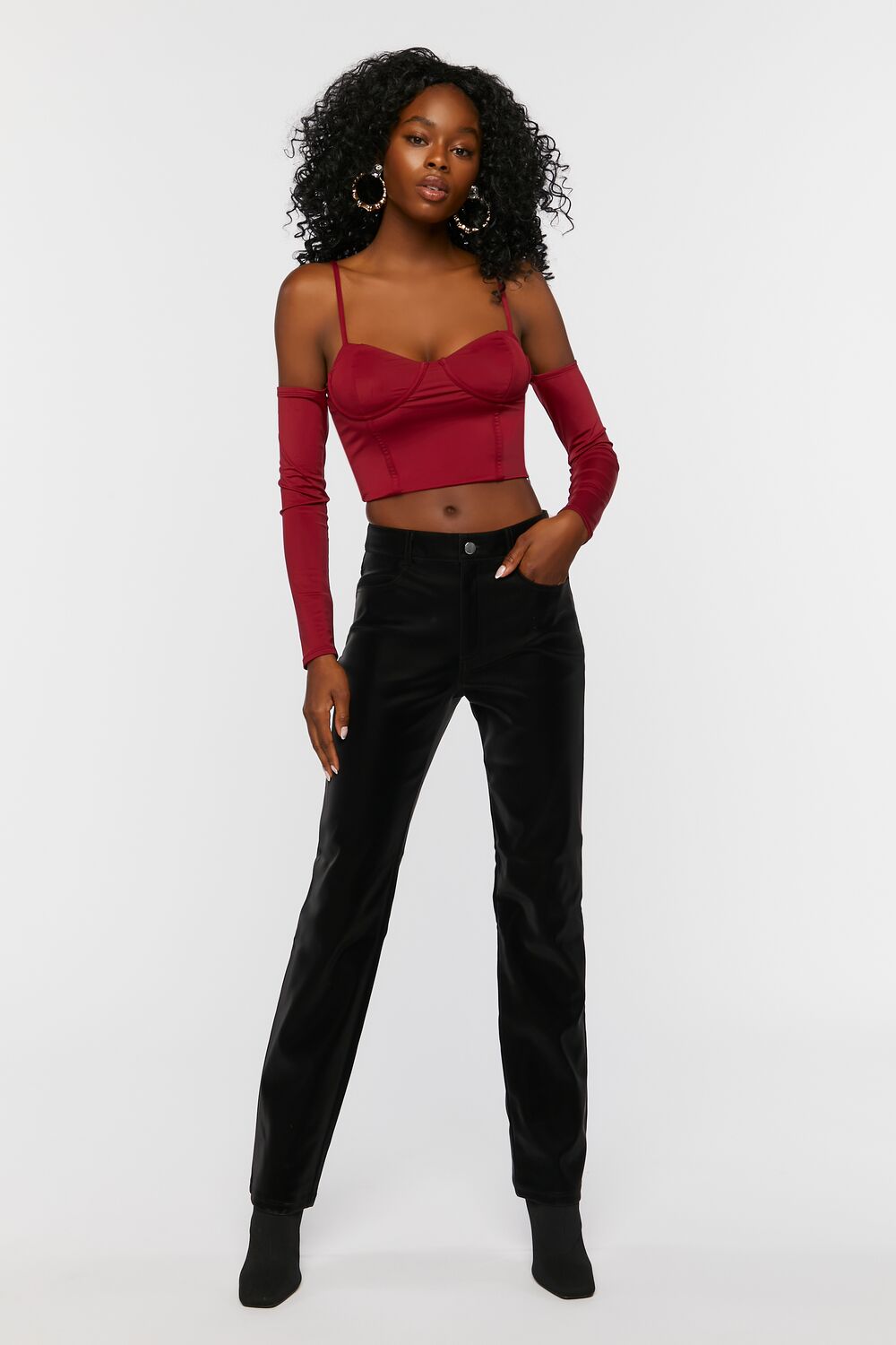 Bustier Open-Shoulder Crop Top-Feelings Star