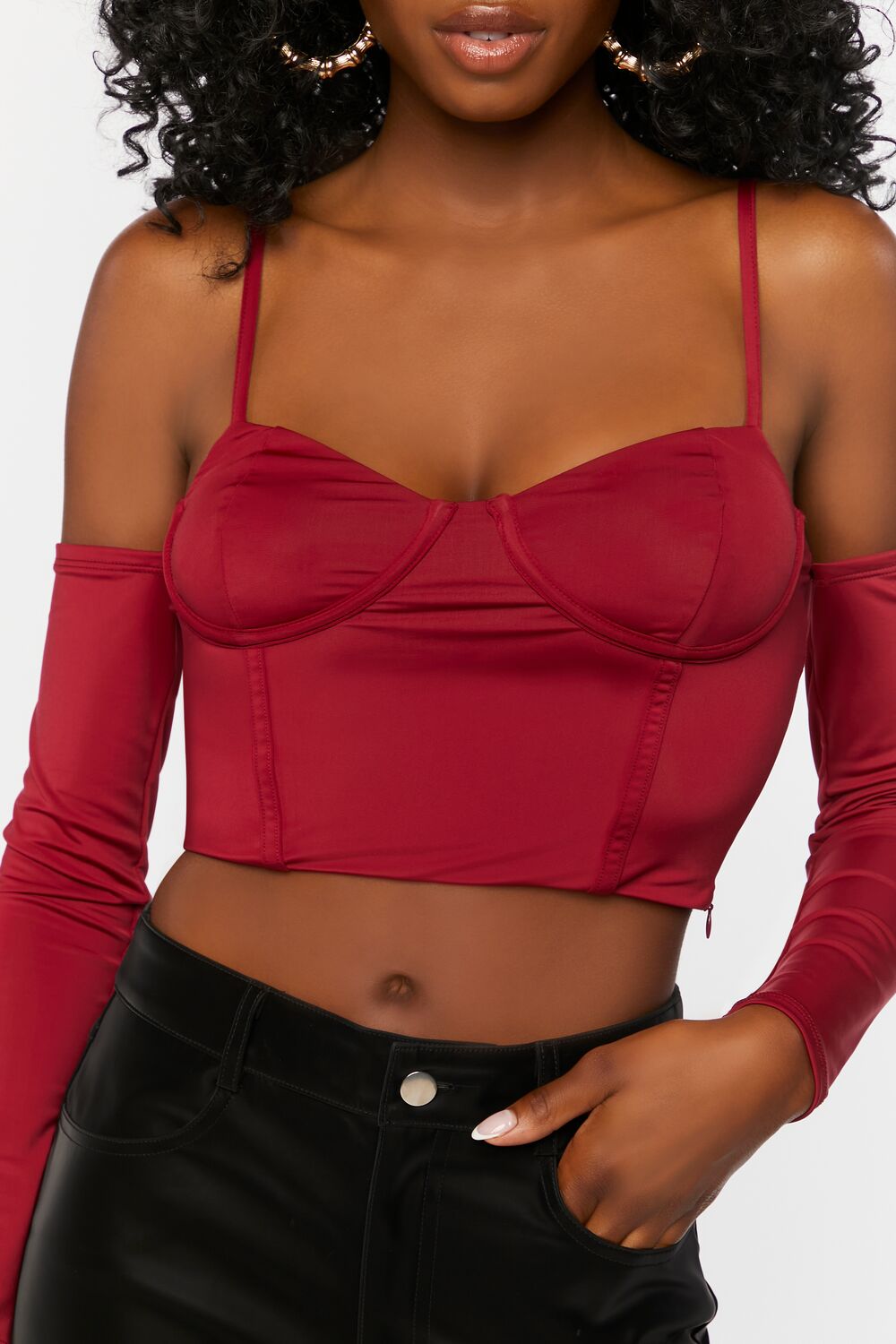 Bustier Open-Shoulder Crop Top-Feelings Star