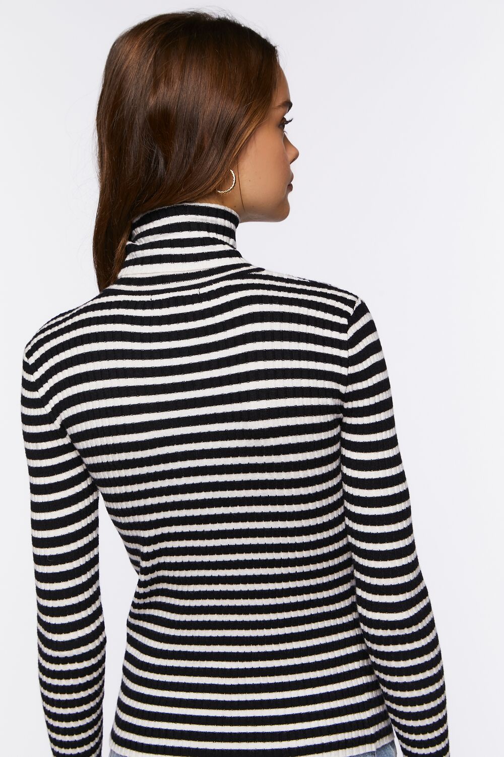 Striped Turtleneck Long-Sleeve Top-Feelings Star