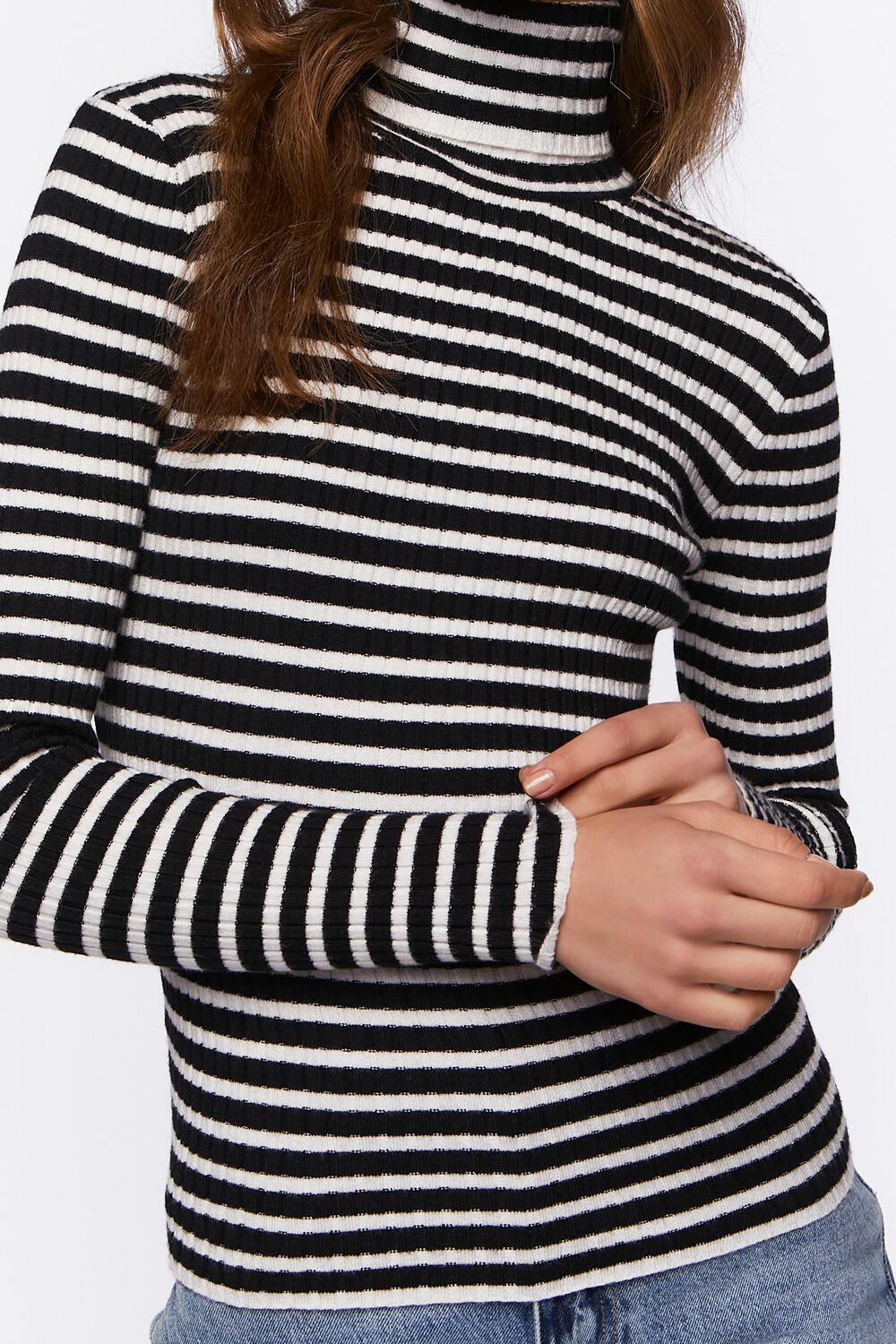 Striped Turtleneck Long-Sleeve Top-Feelings Star