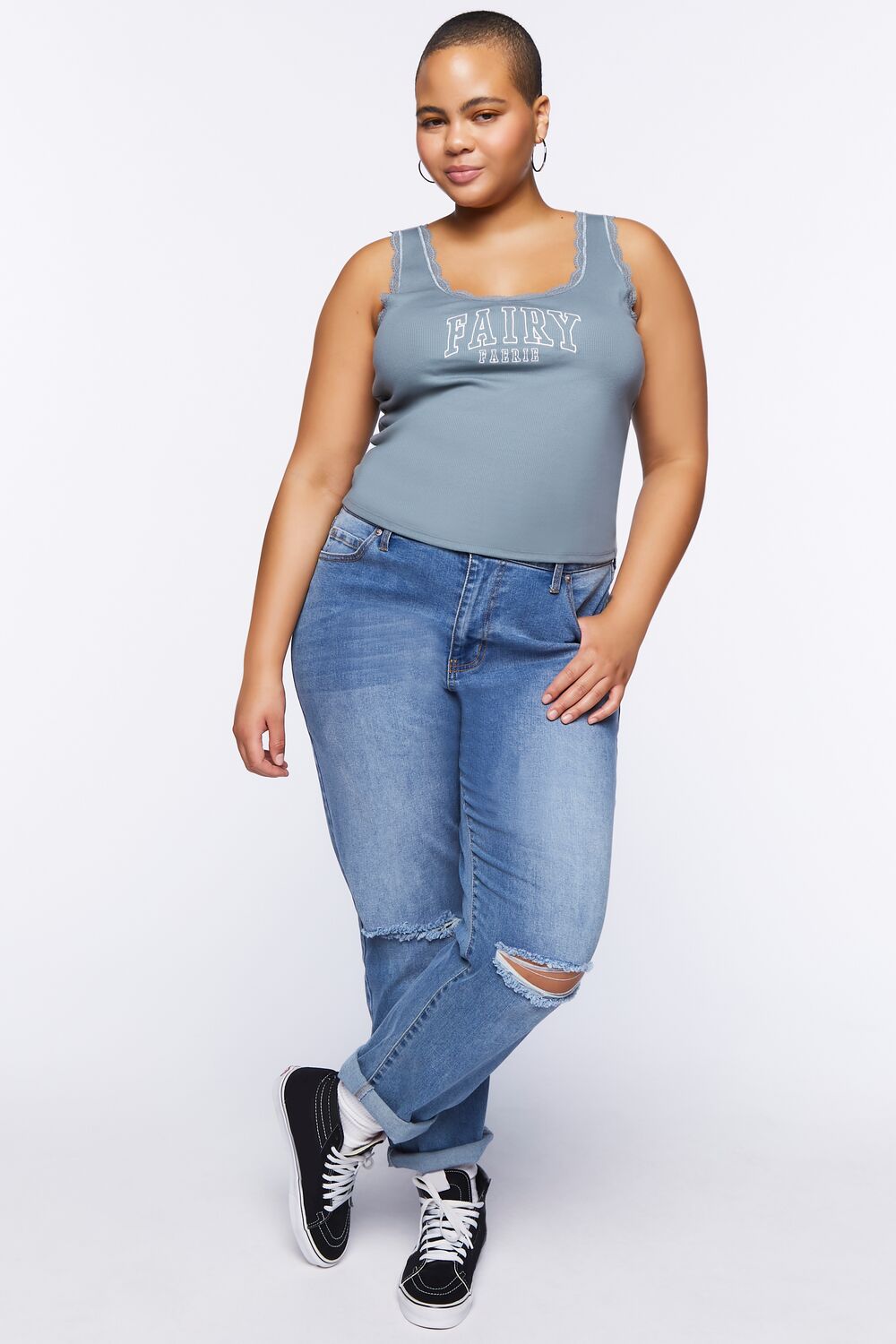Plus Size Fairy Graphic Tank Top-Feelings Star
