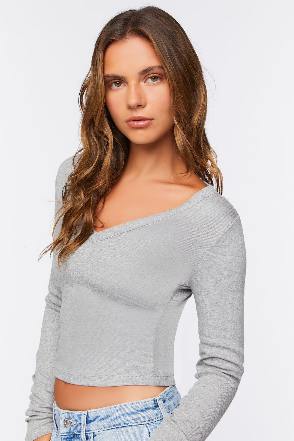 V-Neck Long-Sleeve Tee-Feelings Star