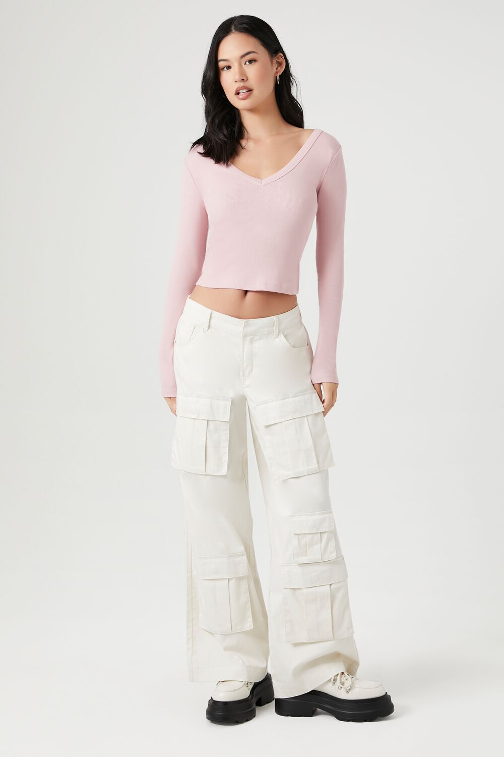 V-Neck Long-Sleeve Tee-Feelings Star