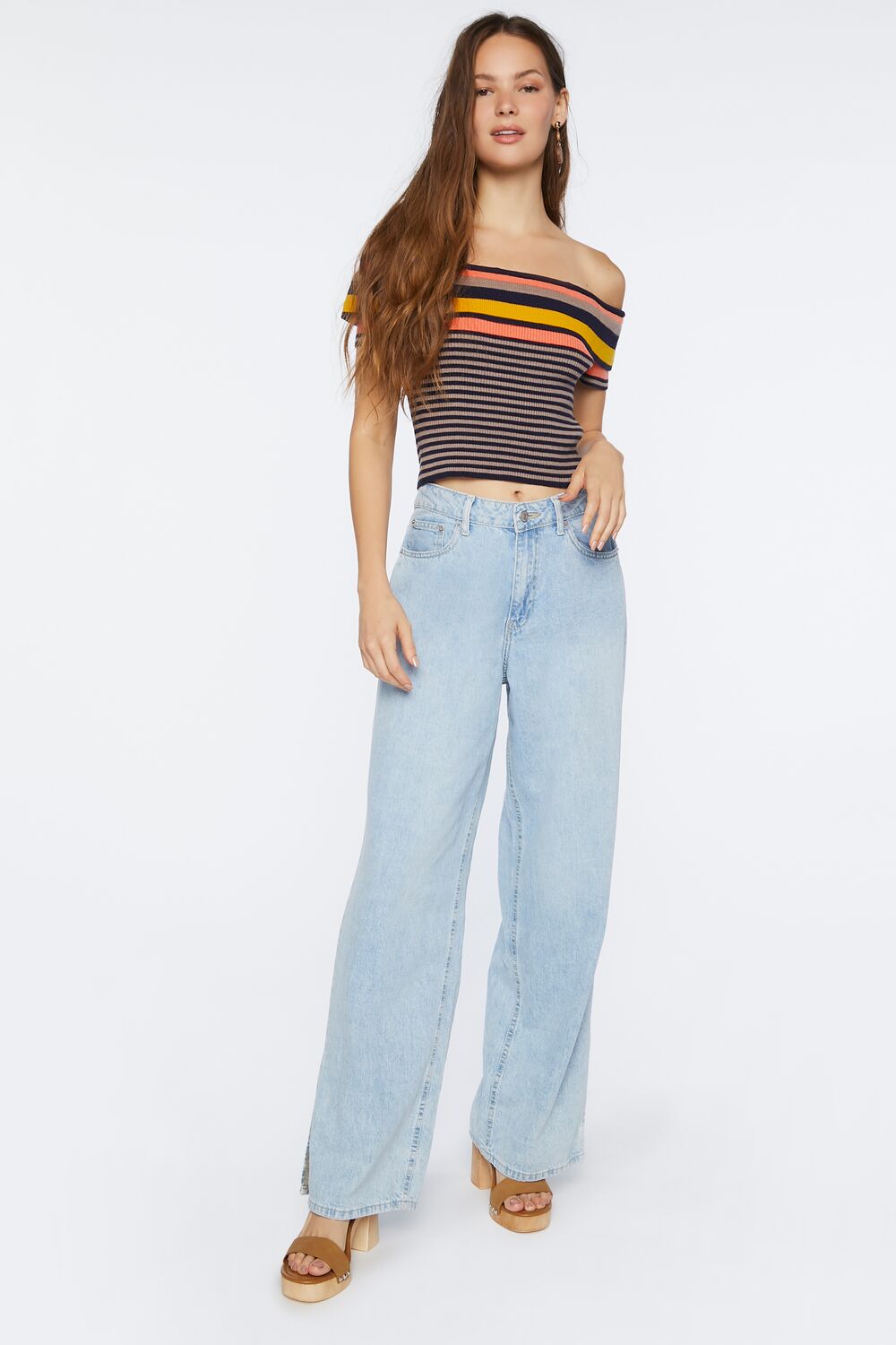 Striped Sweater-Knit Crop Top-Feelings Star