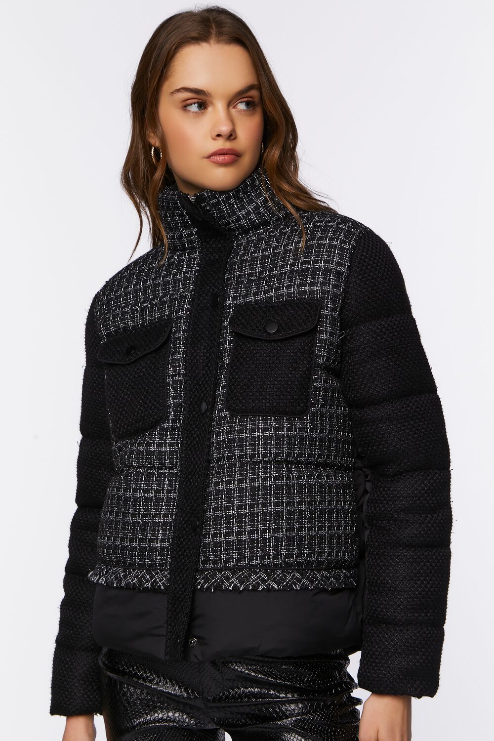 Tweed Puffer Jacket-Feelings Star