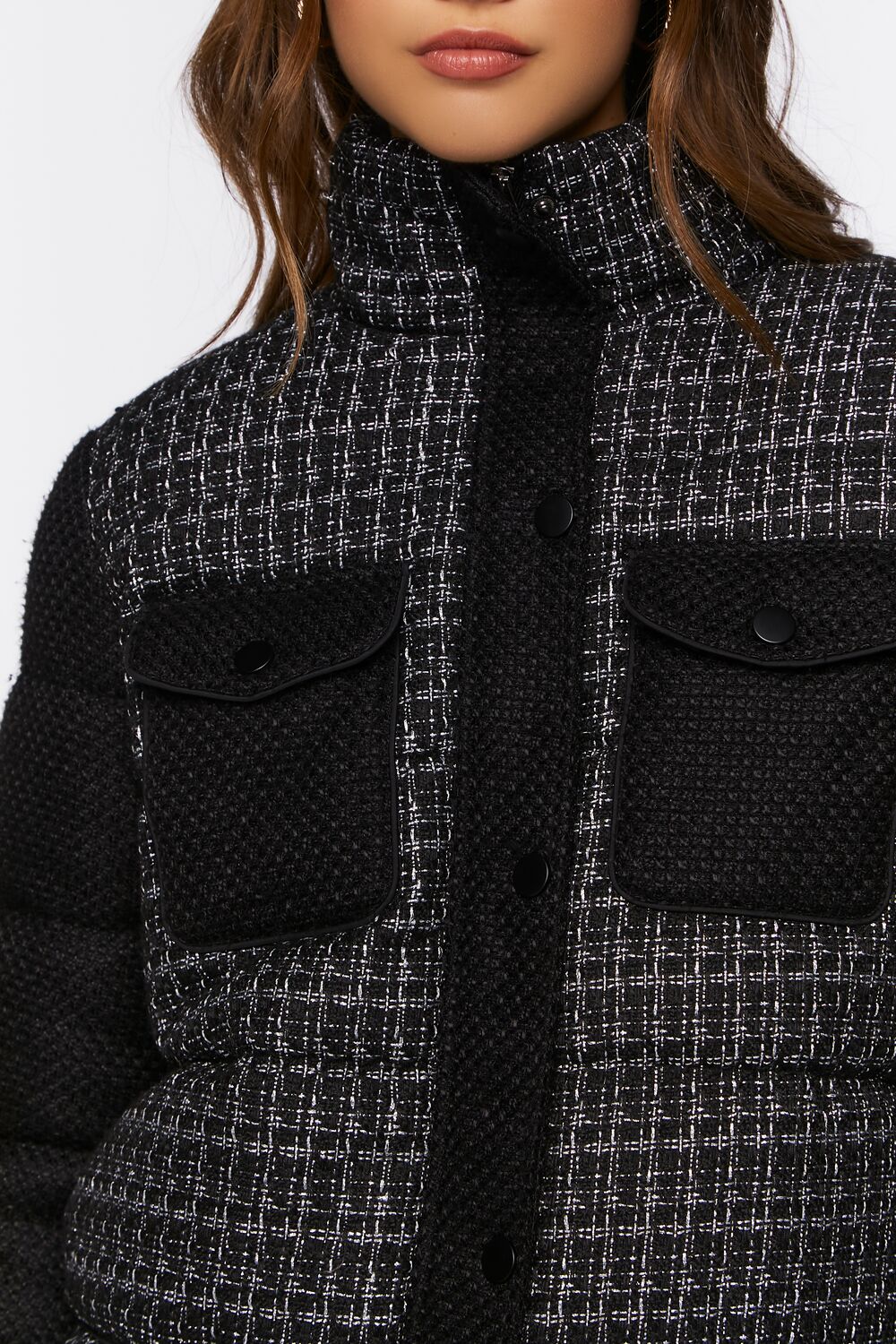 Tweed Puffer Jacket-Feelings Star