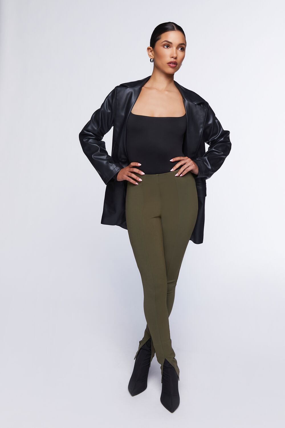 Split-Hem Skinny Pants-Feelings Star