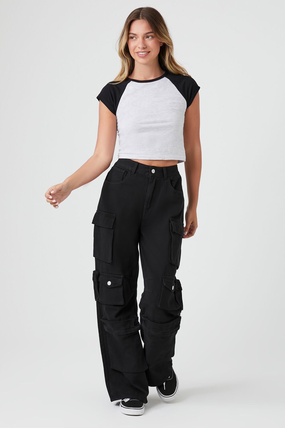 Twill Wide-Leg Cargo Pants-Feelings Star