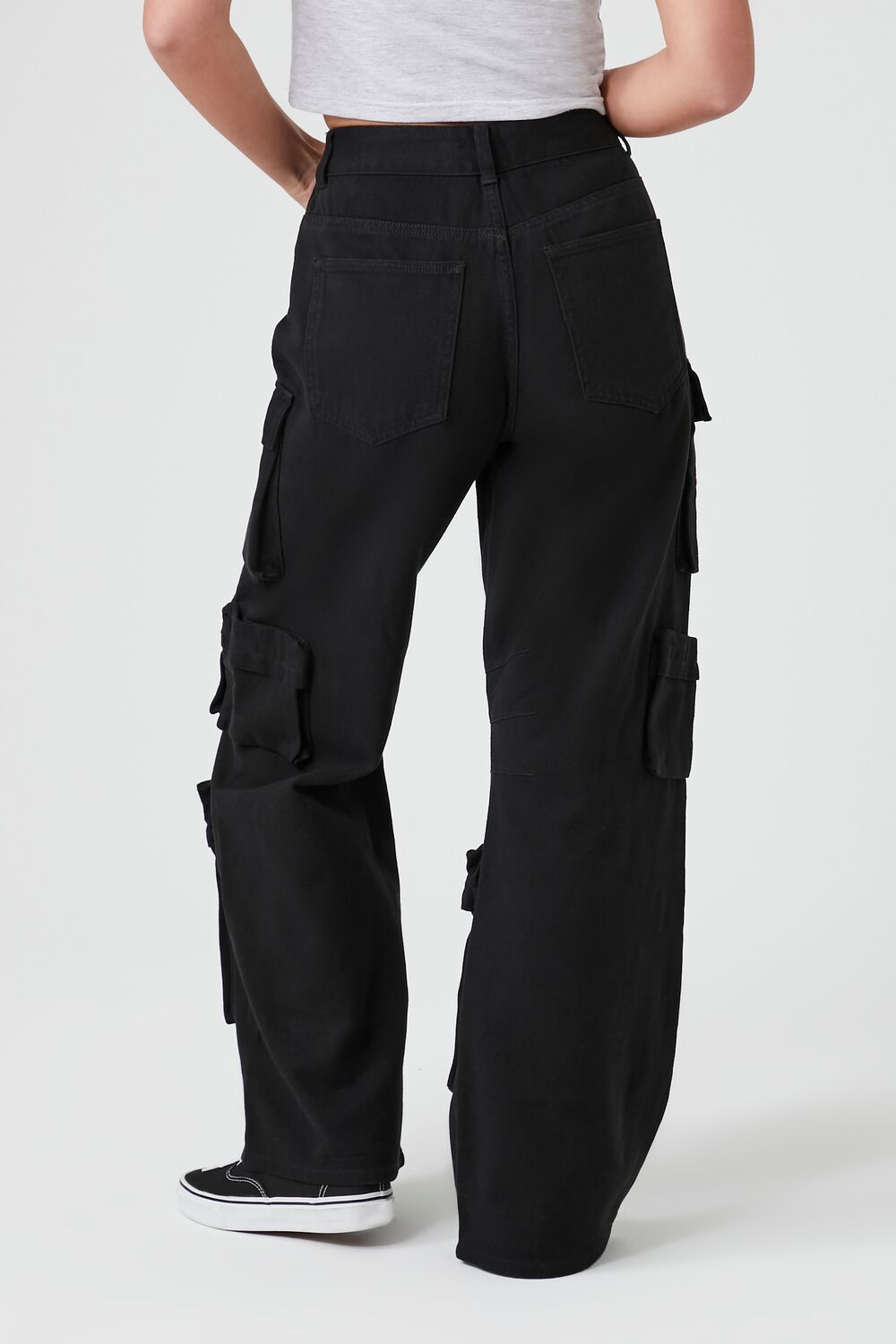 Twill Wide-Leg Cargo Pants-Feelings Star