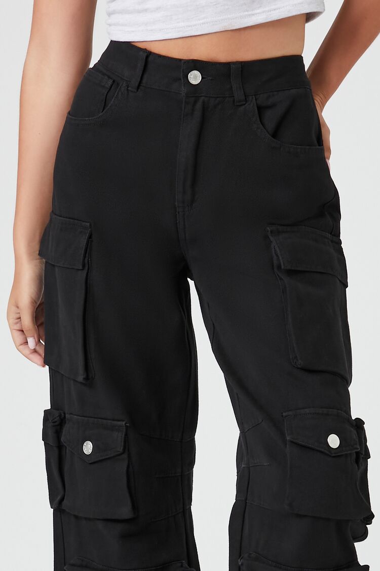 Twill Wide-Leg Cargo Pants-Feelings Star