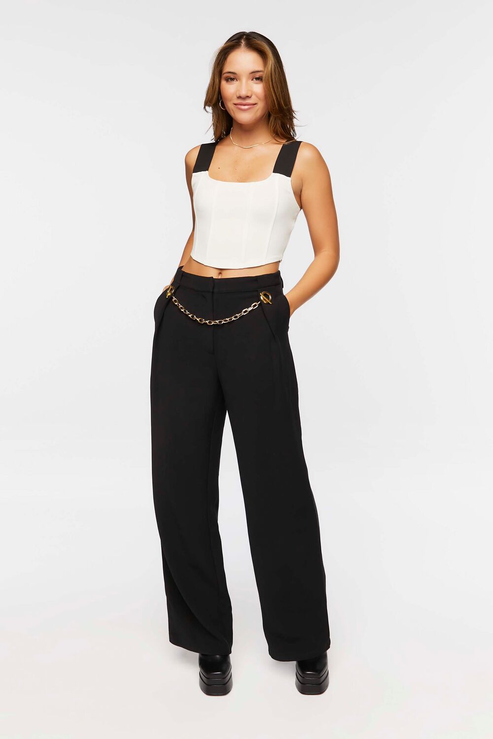 Toggle Chain High-Rise Trousers-Feelings Star