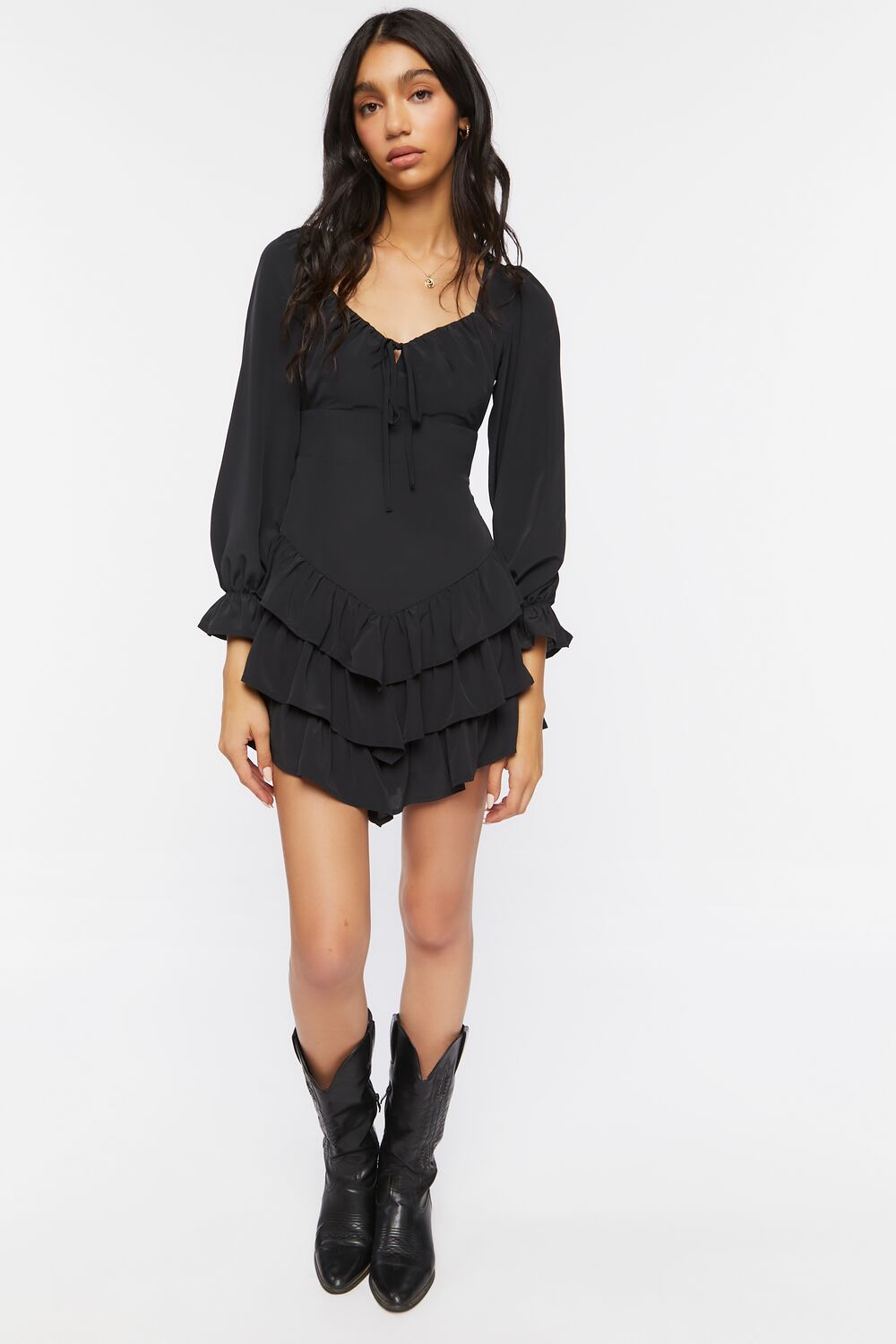 Tiered Ruffle Mini Dress-Feelings Star