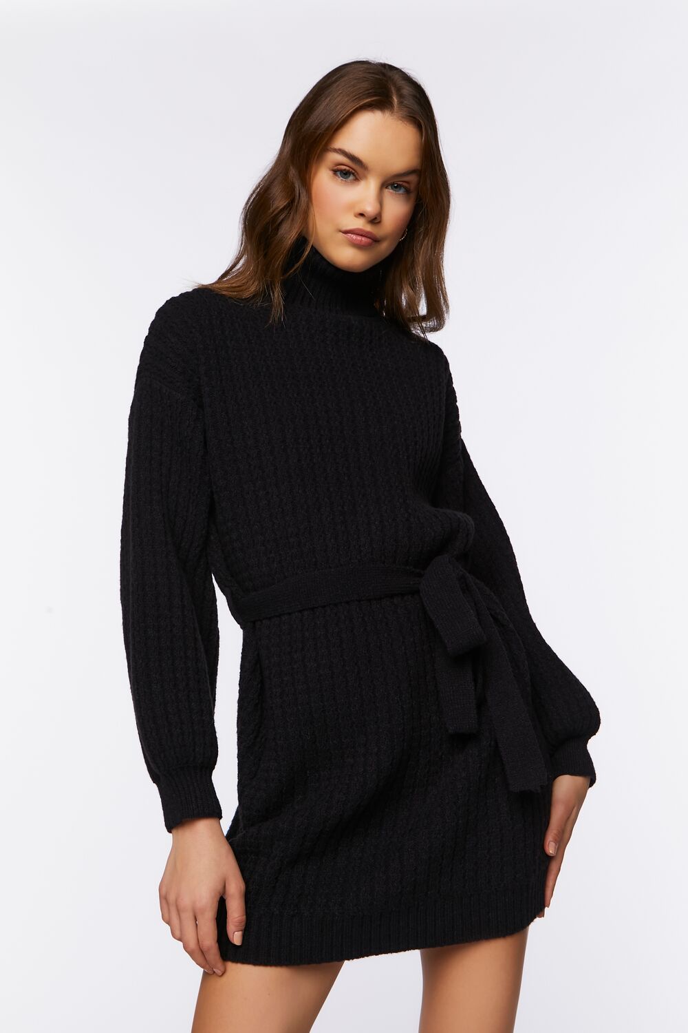 Turtleneck Mini Sweater Dress-Feelings Star