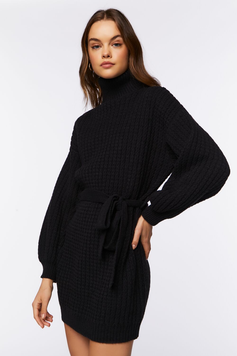 Turtleneck Mini Sweater Dress-Feelings Star