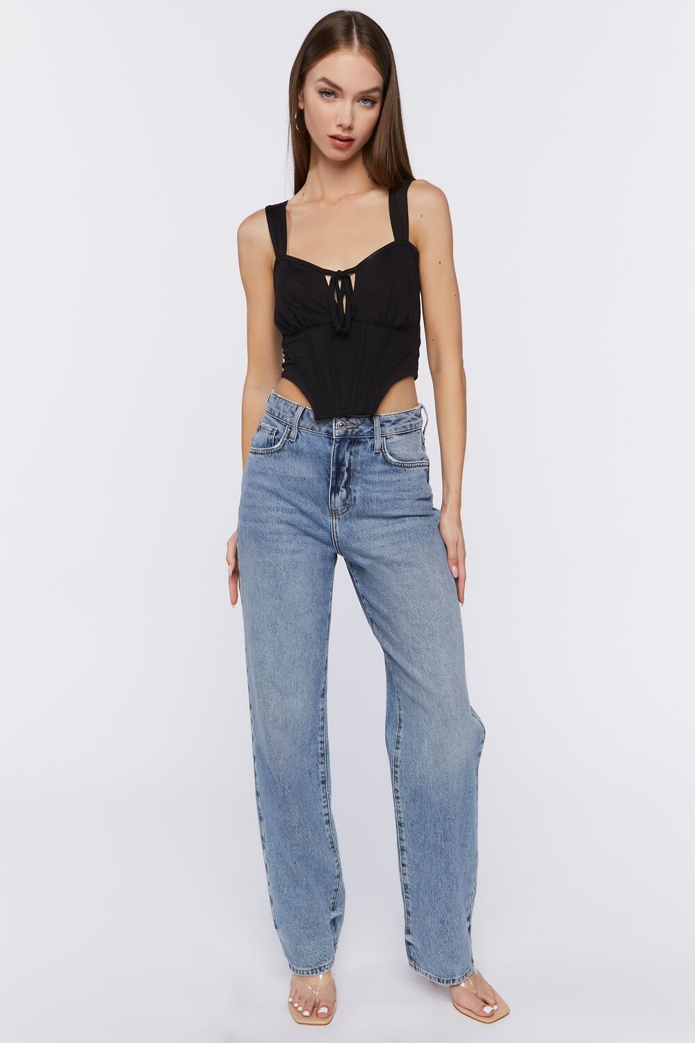 Tie-Front Corset Crop Top-Feelings Star