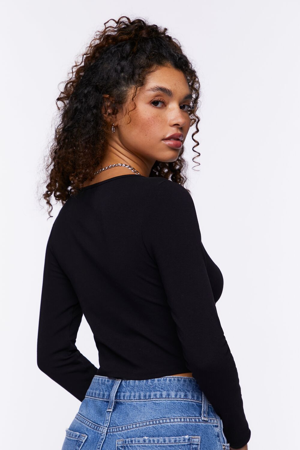 Underbust Long-Sleeve Crop Top-Feelings Star