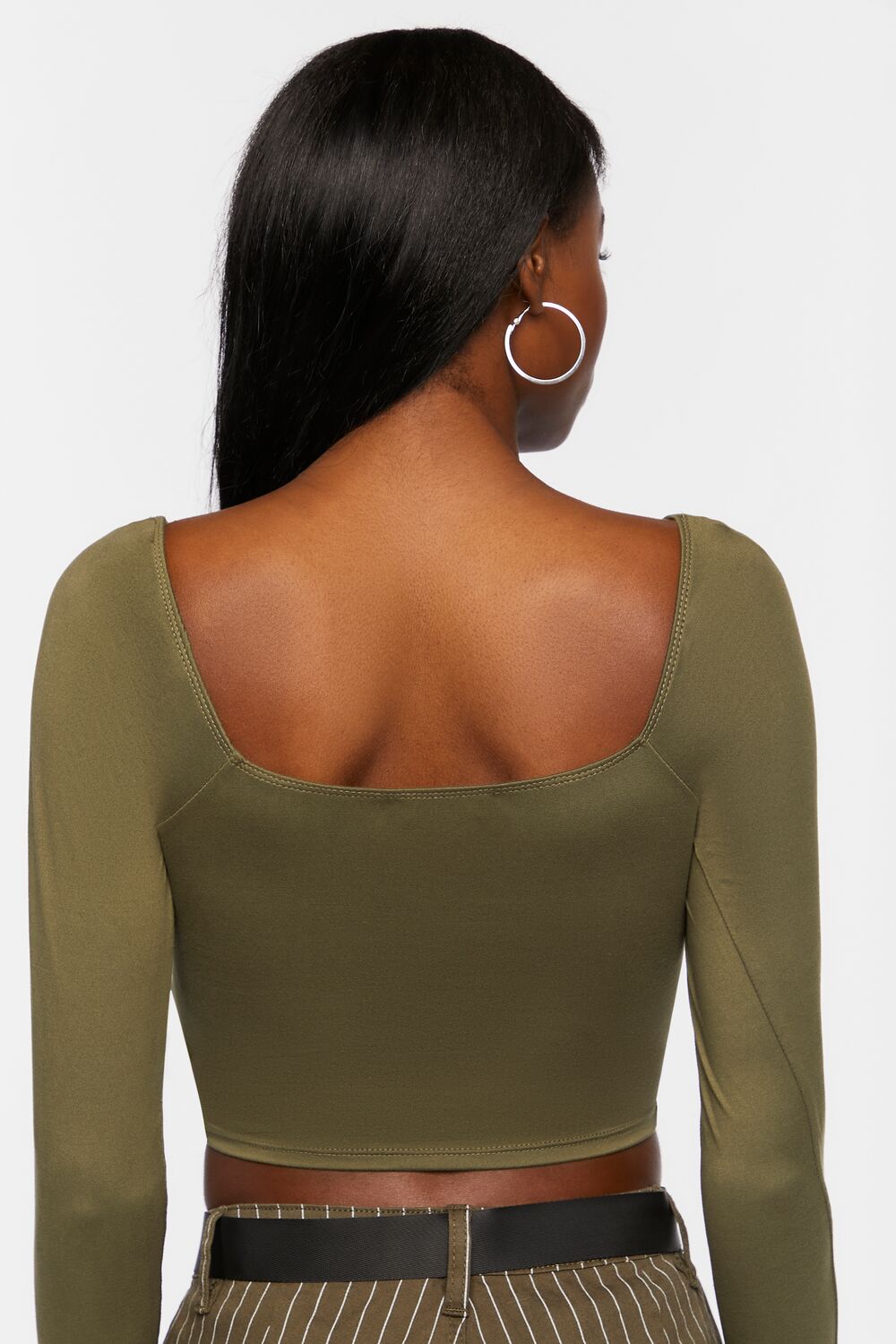 Twist-Front Long-Sleeve Crop Top-Feelings Star
