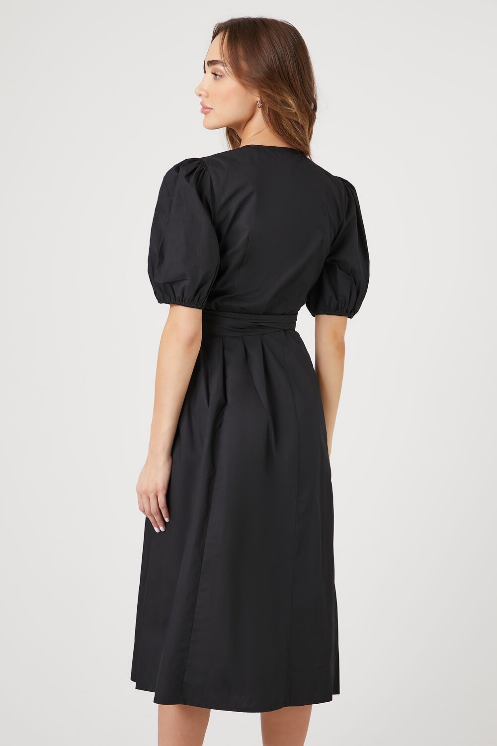Poplin Wrap Midi Dress-Feelings Star