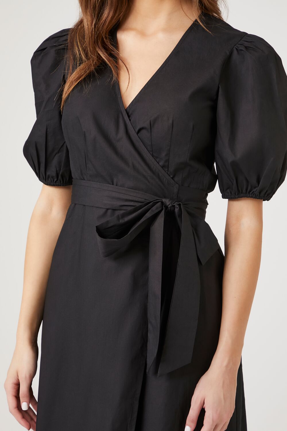 Poplin Wrap Midi Dress-Feelings Star
