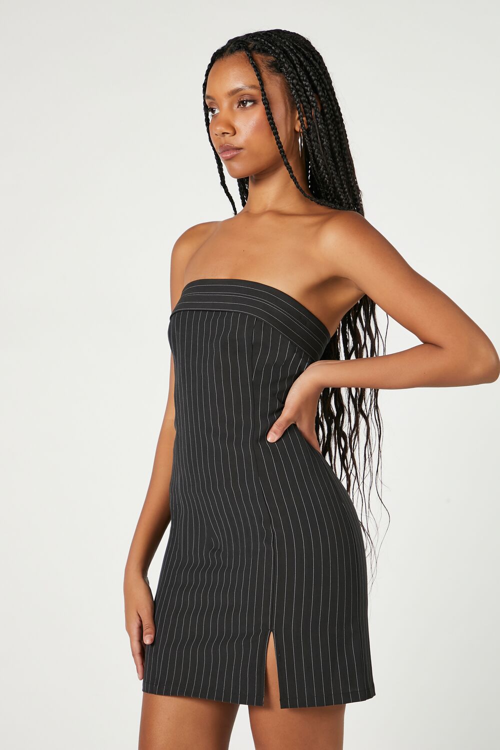 Pinstriped Mini Dress-Feelings Star