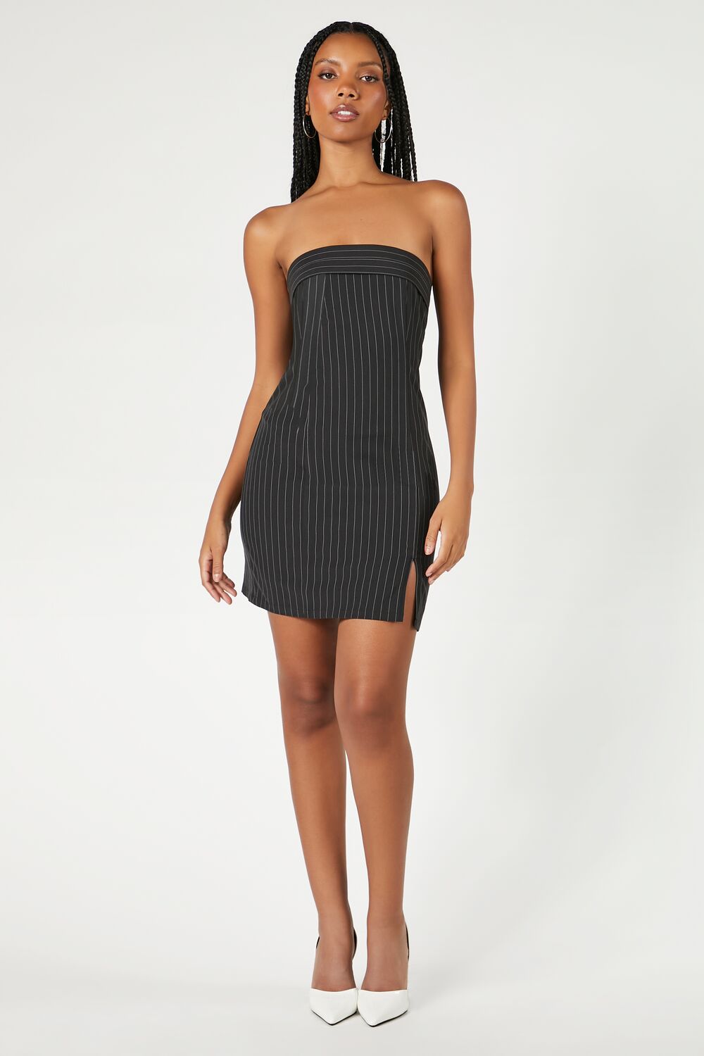 Pinstriped Mini Dress-Feelings Star