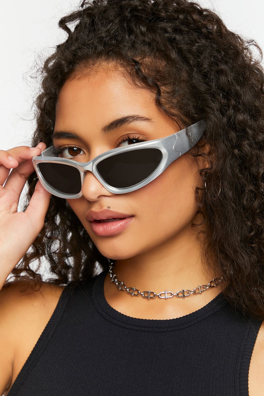 Metallic Shield Sunglasses-Feelings Star