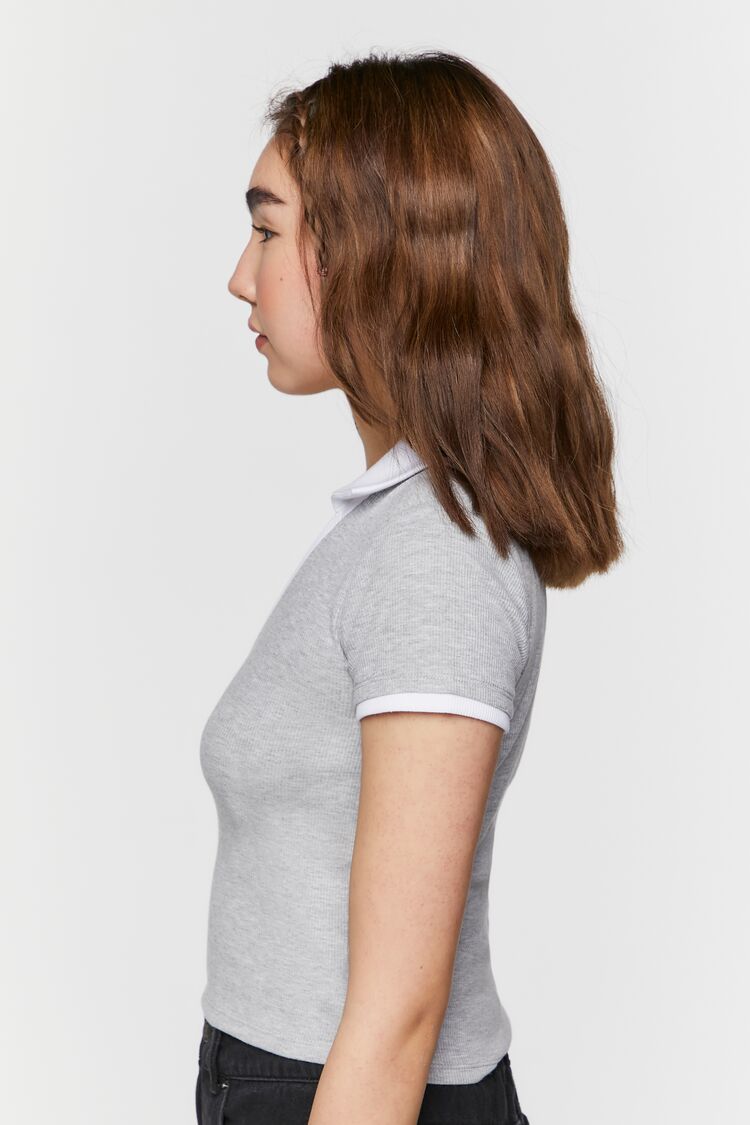 V-Neck Cropped Polo Shirt-Feelings Star