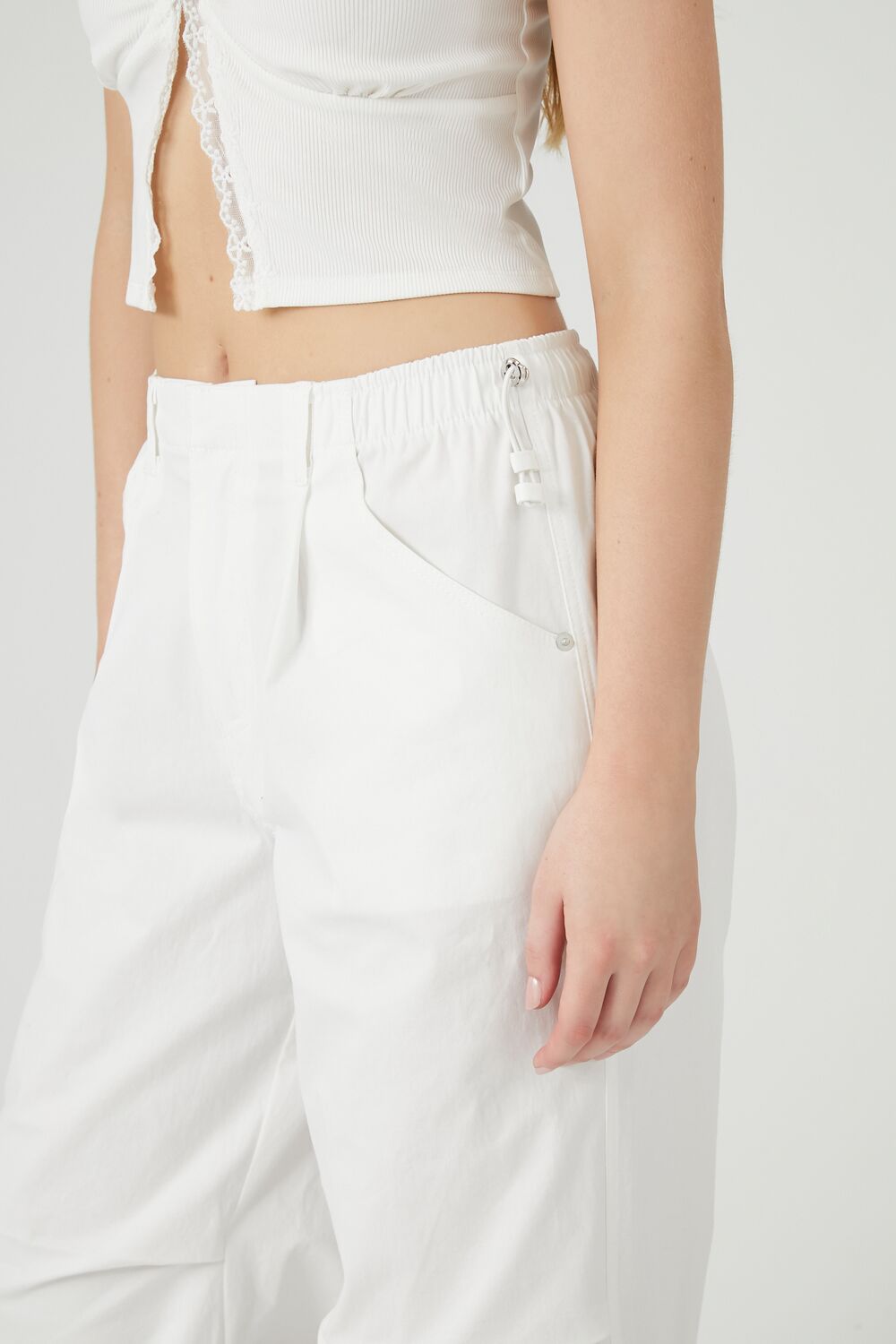 Twill Wide-Leg Cargo Pants-Feelings Star