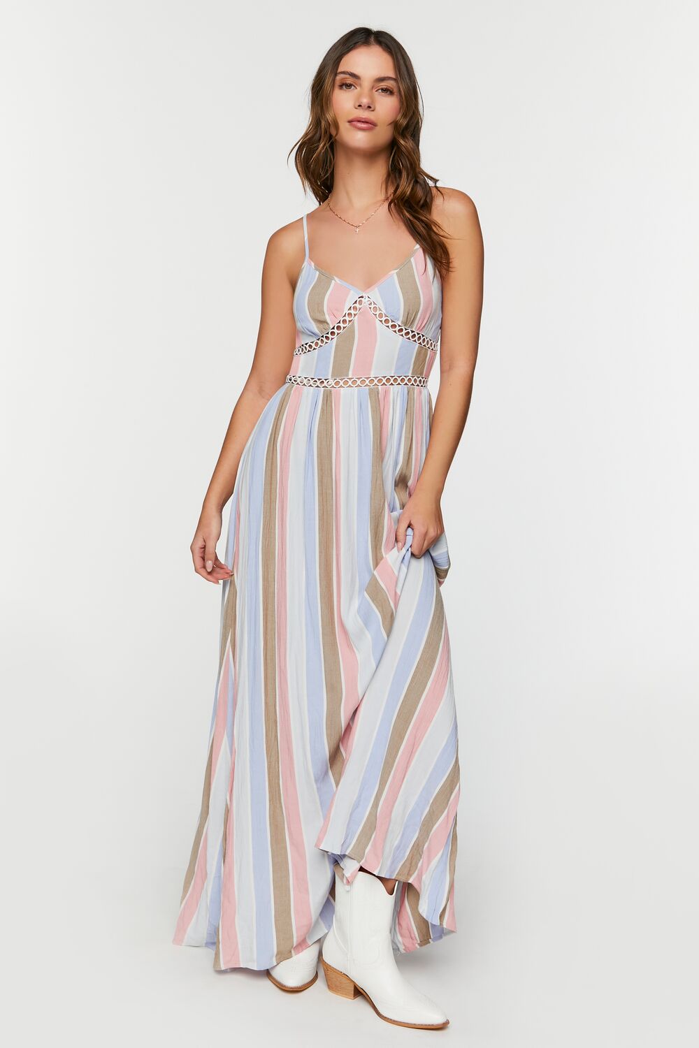 Striped Cutout Maxi Dress-Feelings Star