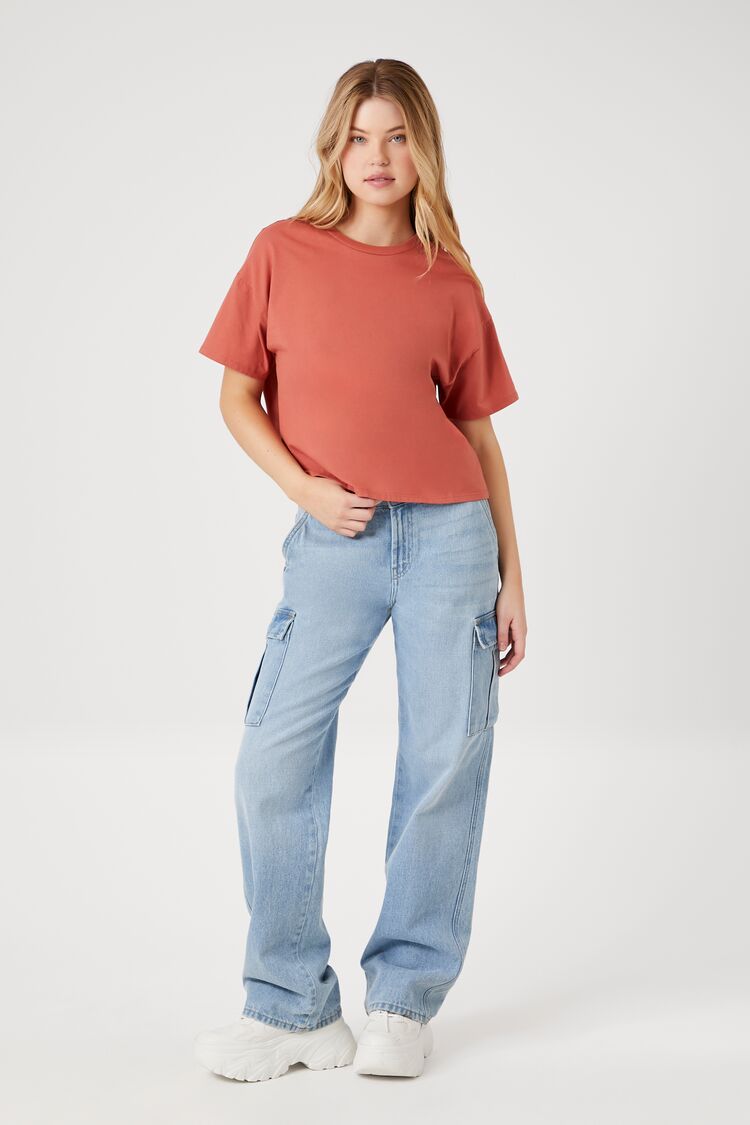 Twist-Back Cropped Tee-Feelings Star